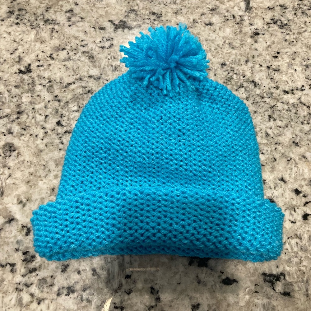Blue Handmade Knitted Hat - Picture 2 of 4